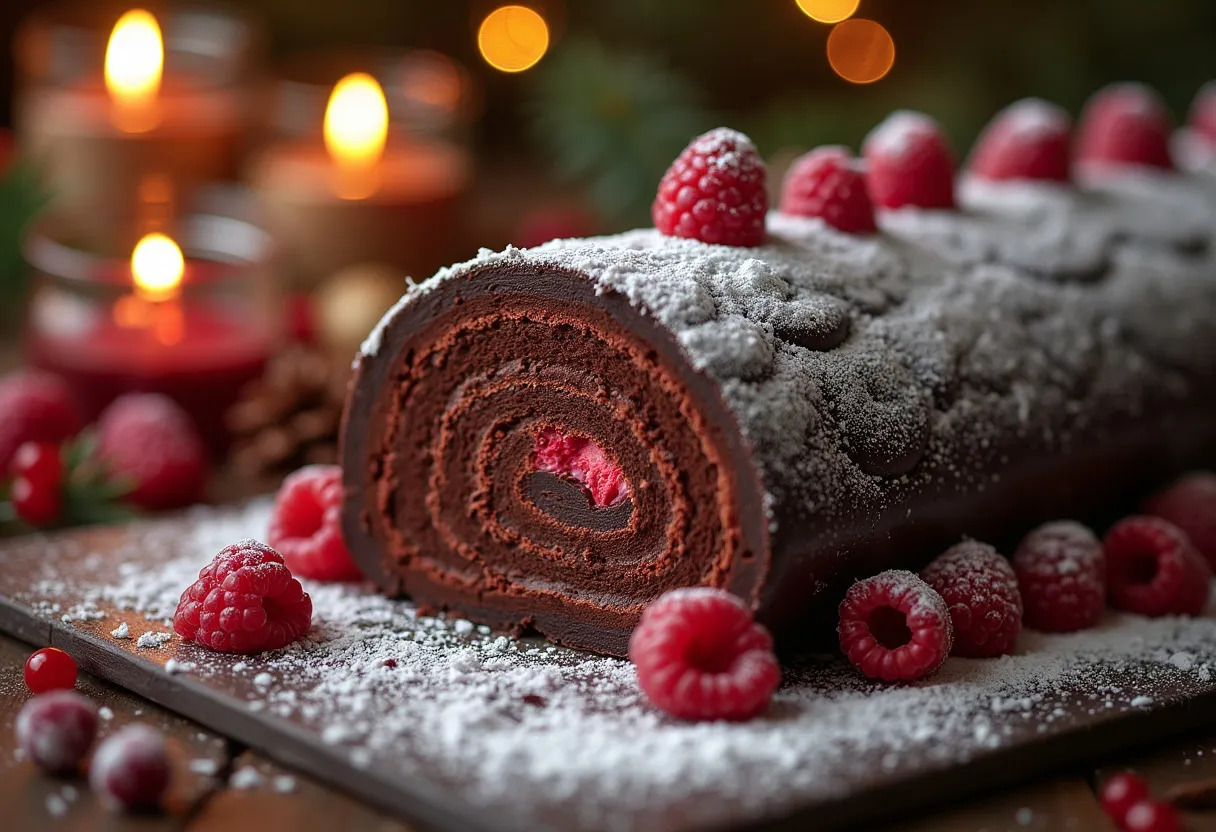 bûche chocolat-framboise